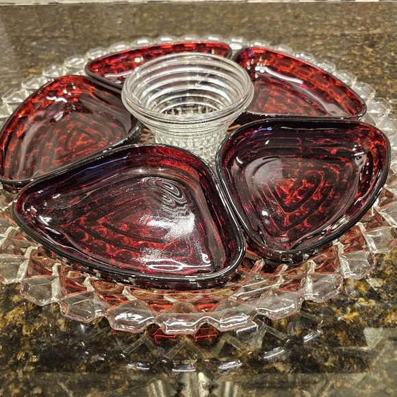 Vintage Anchor Hocking 7-pce Relish Dish - Picture 9 of 11